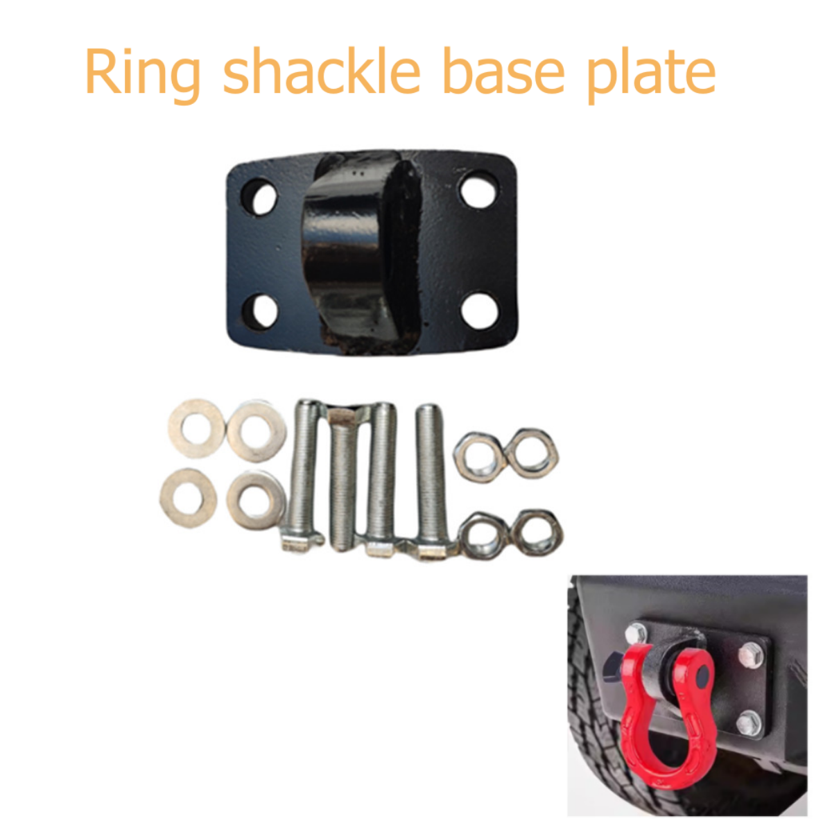 D Ring Shackle 3/4 - Placa de base preta para manilha