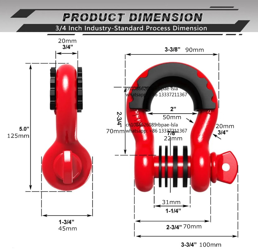 2 peças de 3/4” tipo U, forjad - D Ring Shackle 3/4 avaliação e preço
